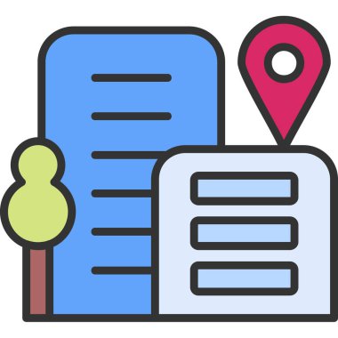 konum pin simgesi doldurulmuş dış hat biçimi