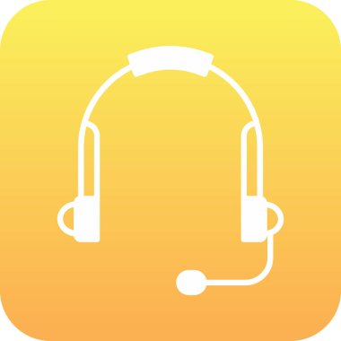 Sarı arka planda izole edilmiş kulaklık simgesi. vektör illüstrasyonu