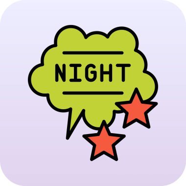 Gece yıldızları simgesi, çizgi film tarzı.