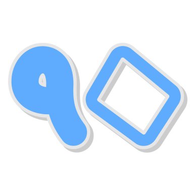 beyaz üzerine izole edilmiş kağıt kesim biçimi simgesi ve çizgi film etiketi