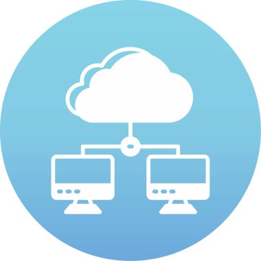 Düz biçimde bulut hesaplama simgesi. Vektör çizimi. bulut hesaplama