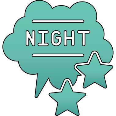 Gece ve kelime kelime konuşma balonu. Gece konsepti. beyaz arkaplanda izole