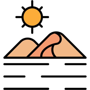 manzara güneş ikonu. ağ için dağ vektör simgelerinin özet çizimi