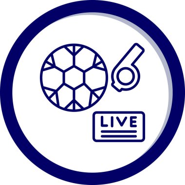 Canlı futbol ikonu. Basit bir çizim. web için canlı futbol vektör sembolü