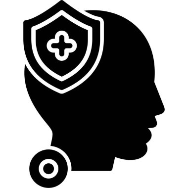 Kalkan simgesi olan kadın kafası, vektör illüstrasyonu