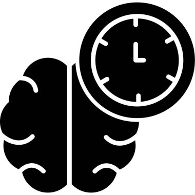 Beyin simgesi ve vektör illüstrasyonlu saat