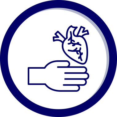 kalp bakımı el yuvarlak vektör simgesi