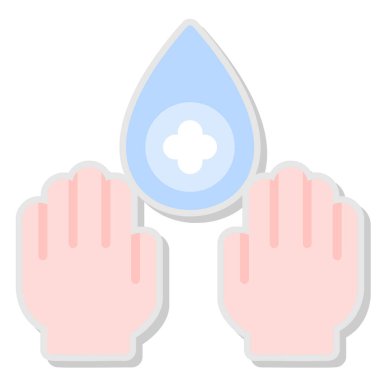 El ele tutuşan su damlaları vektör illüstrasyon grafik tasarımı