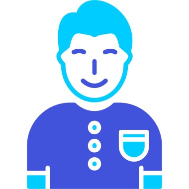 Mavi gömlekli adam.