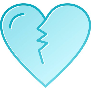 Kırık kalp aşk simgesi ana hatlarıyla doldurulmuş