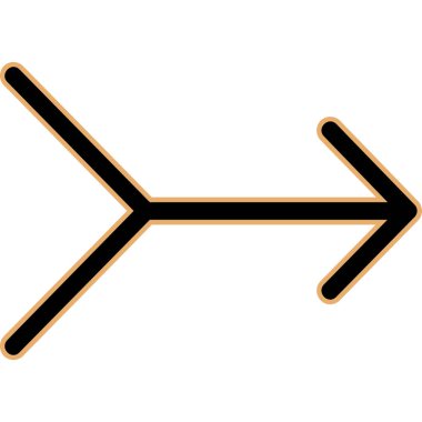 Ok sağ vektör simgesi. Tarzıdır anahat simgesi simgesini, sarı renk, beyaz arka plan.