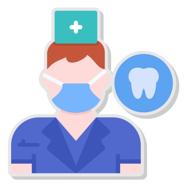 Dişçi doktor simgesi, basit vektör illüstrasyonu