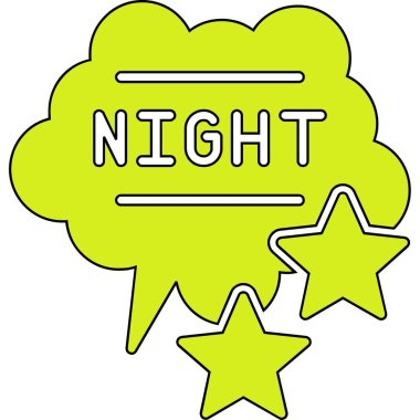 beyaz arkaplanda metin olan gece ve konuşma balonu.