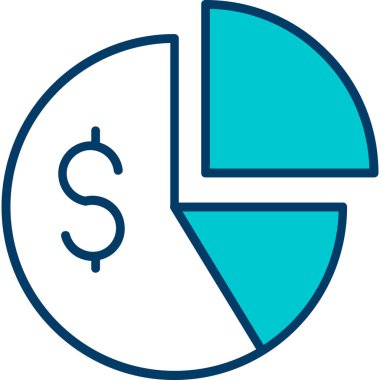 Finansal grafik vektör simgesi. bicolor düz sembol, kobalt ve cyan renkler, yuvarlak açılar, beyaz arkaplan.