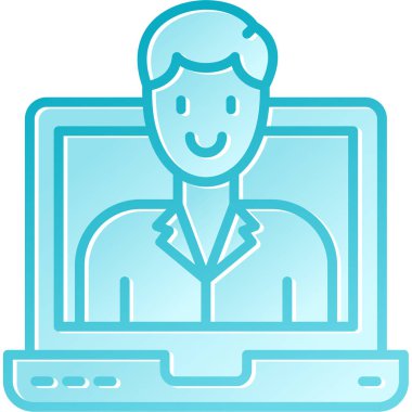 Dizüstü bilgisayarı olan iş adamı ve sohbet vektör çizimi tasarımı