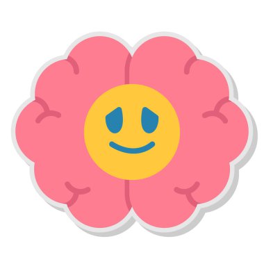 Çiçek ikonlu beyin, düz tasarım