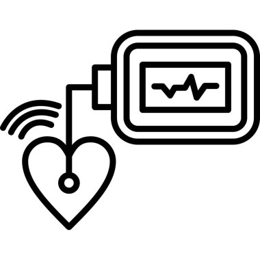 kalp atışı nabız çizgisi ikon vektör çizimi