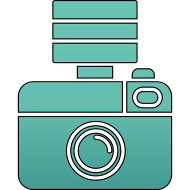 Basit bir ikon. Kameranın vektör illüstrasyonu