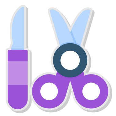 Makas kesimi için makas ve renkli makas. vektör illüstrasyonu