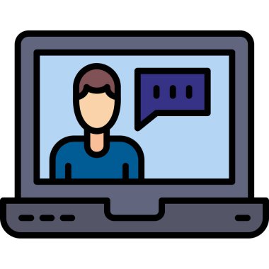 Görüntü sohbet baloncuk vektör çizim tasarımı ile bilgisayar ekranı