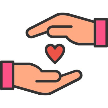 Kalp ikonu vektör illüstrasyon tasarımı olan eller