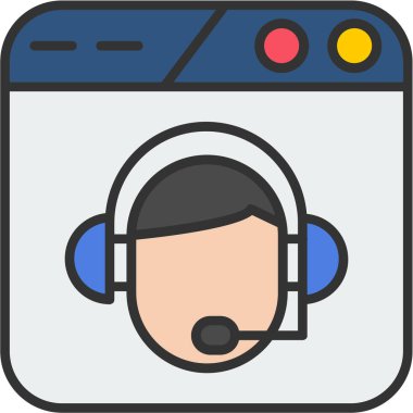 Çağrı Merkezi operatörü simge vektör çizim tasarım