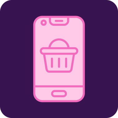 Sepet simgesi olan bir akıllı telefonun vektör çizimi