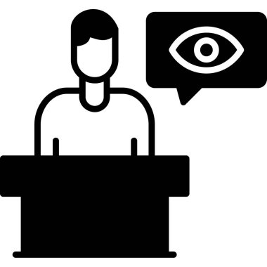 Konuşma konferansı ikonu. Konuşma ile basit vektör illüstrasyonu.