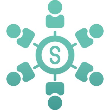 Finansal şema simgesi. Vektör biçimi, yuvarlak açıları, kobalt ve cyan renkleri, beyaz arkaplanı olan çift renkli düz ikoniktir.