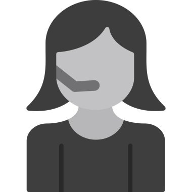 Sigara ikonlu kadın yüzü, düz tasarım.