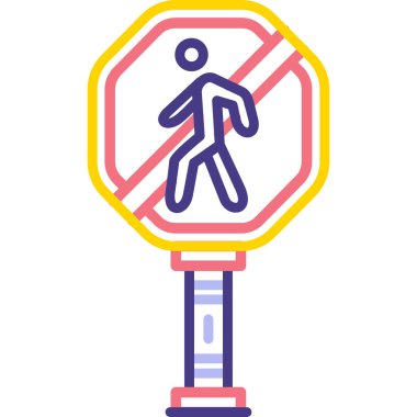 Yaya geçidi yol simgesi ile doldurulmuş - taslak biçimi