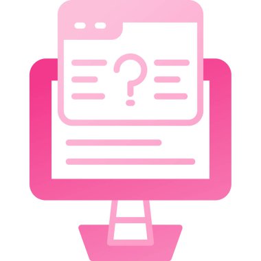 Soru işareti olan bir bilgisayar ekranının vektör illüstrasyonu.