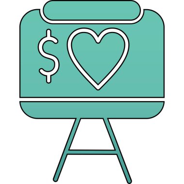 Dolarlık işareti olan kalp. Basit tasarım