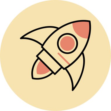 Roket. Web simgesi basit illüstrasyon