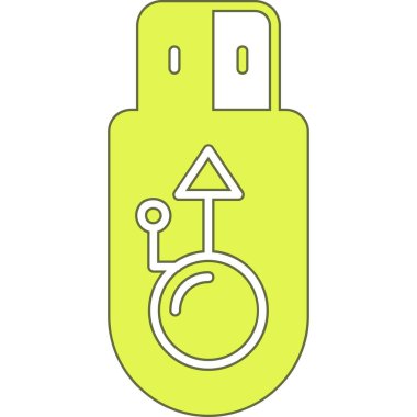 USB flash sürücü simgesini, anahat stili