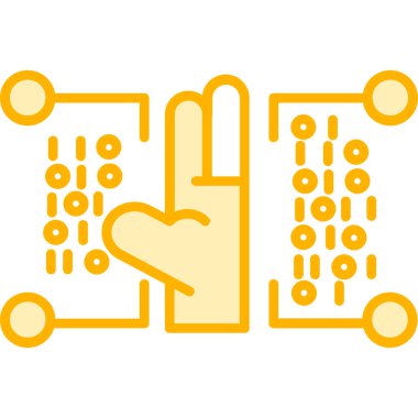 Devre kartı simgesiyle el. vektör illüstrasyonu.