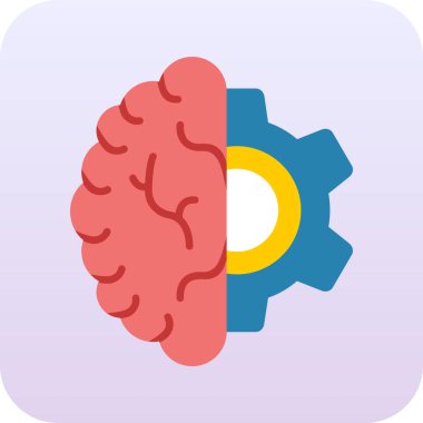 İnsan beyni ikonu. Web için insan beyin vektör simgelerinin düz çizimi