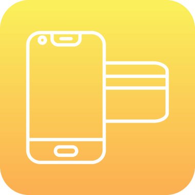 Kredi kartı ikonu. Vektör biçimi izole, sarı, turuncu ve yuvarlak kare düğmedir.