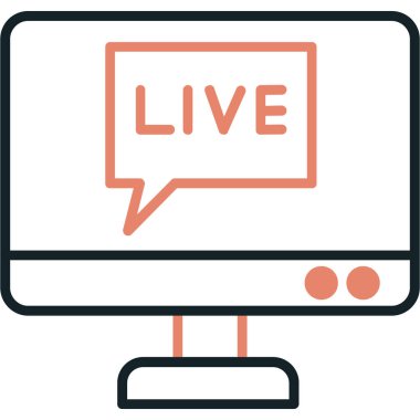 canlı yayın vektör çizgisi düz renk simgesi