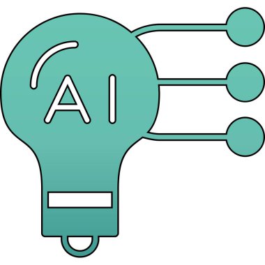 Yapay zeka simgesi, robot ve beyin, vektör illüstrasyonu