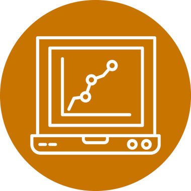 Grafik ikonlu laptop. Web için simgelerin vektör illüstrasyonunun basit bir gösterimi
