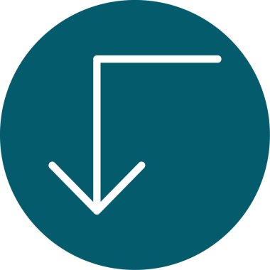 Ok aşağı vektör simgesi. Tarzıdır düz simgesi simgesi, camgöbeği rengi, beyaz arka plan.