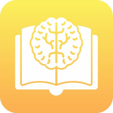 Beyin simgesi, vektör illüstrasyonlu kitap