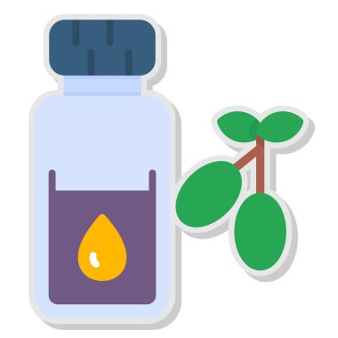 Kenevir tohumlu bir şişe. vektör illüstrasyonu