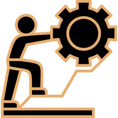 Adam dişli tekerlekle çalışıyor.