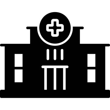 Hastane binası ikonu. Web için hastane vektör simgelerinin özet çizimi
