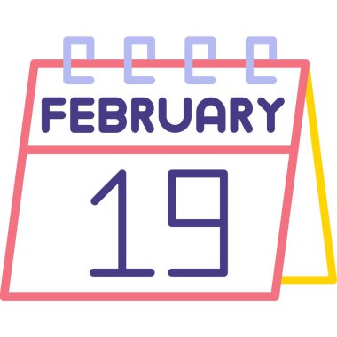 12 Şubat takvimi, günlük tarih çizgisi ve beyaz arka planda gradyan tasarımı. 18 'inci randevu..