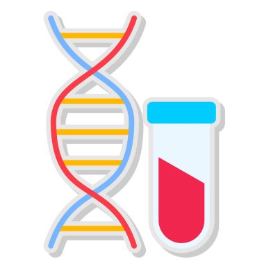 Düz stil DNA molekül ikonu. Beyaz izole arkaplanda DNA molekülü vektör çizimi. DNA iş vektörü kavramı