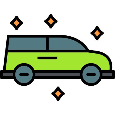 araba sigortası simgesi renk ana hatları vektörü