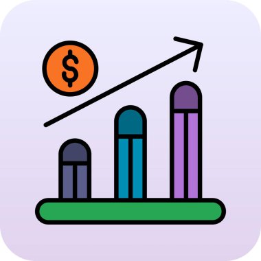 beyaz arkaplanda izole edilmiş renkli iş grafik simgesi. İş analizi. Simgeleri vektöre ayarla. Renkli düz biçim
